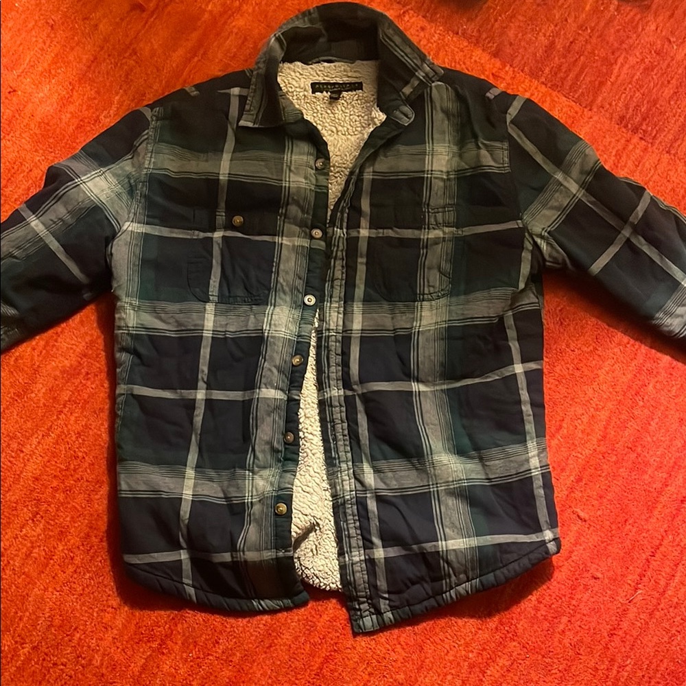 Aeropostale Blue and White Lightweight Shirt Jacket
